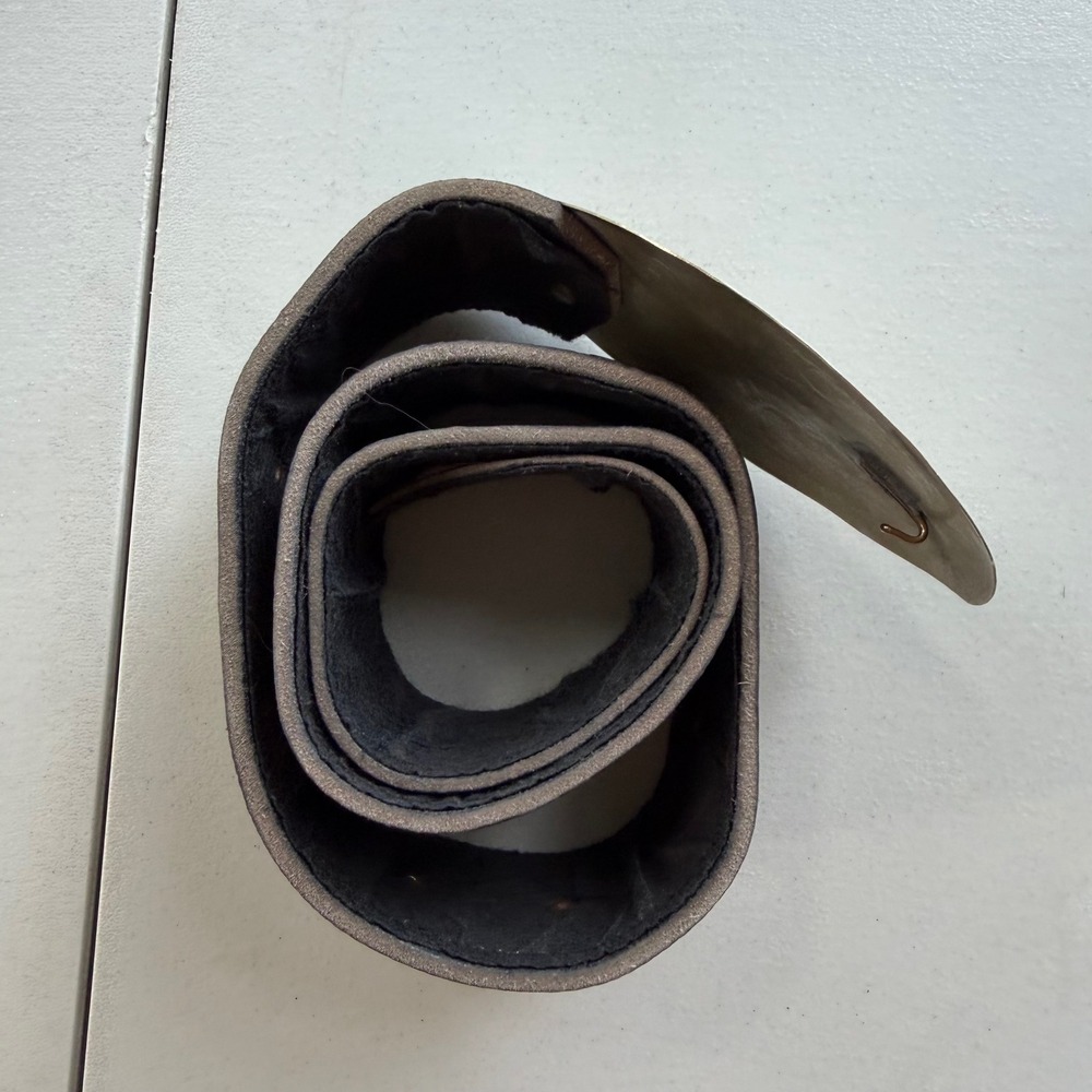 Vintage 1980s Black Genuine Leather Moroccan Concho Waist Belt Wide Silver Tone - Picture 15 of 15